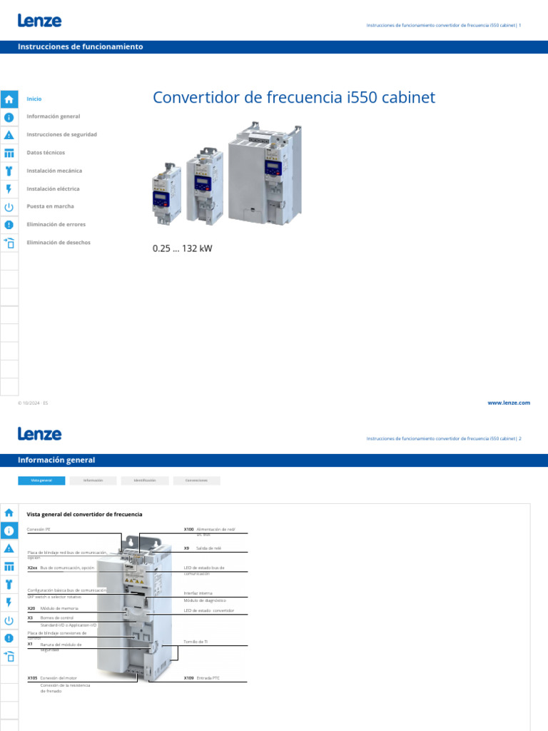 Manual de uso del variador Lenze i550 | PDF | voltaje | Motores