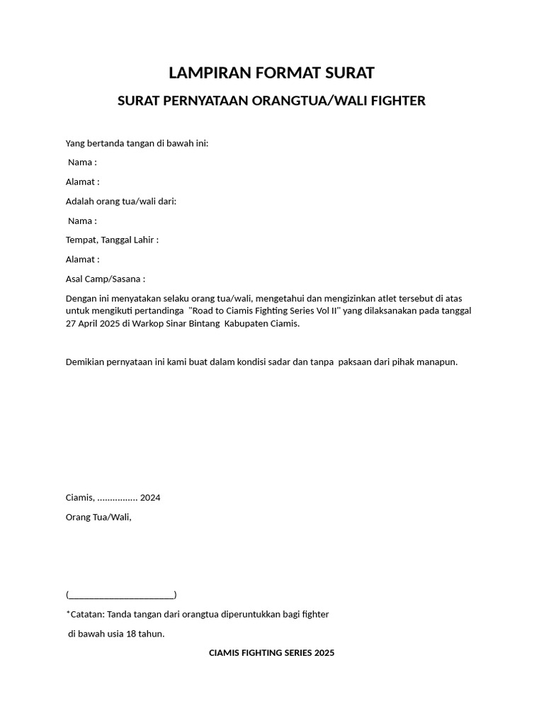 Lampiran Format Surat CFS (Wajib) | PDF