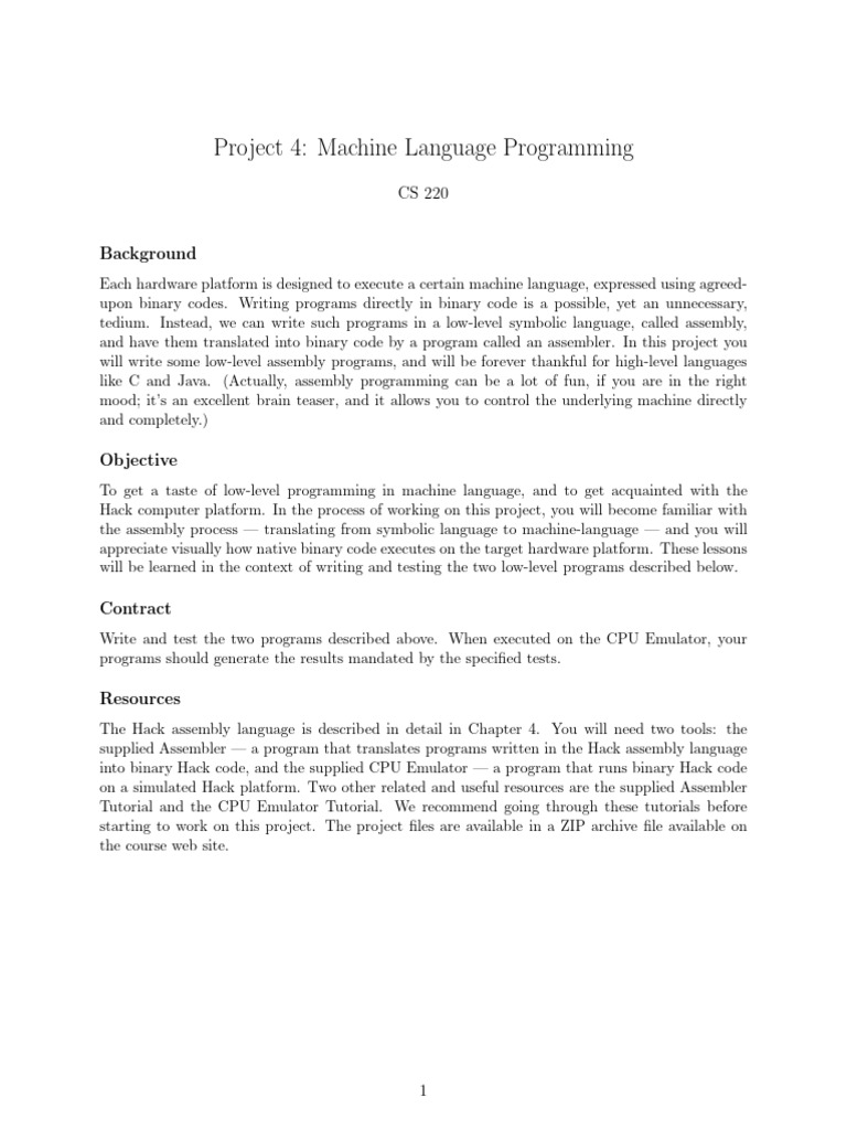 Project 04 | PDF | Assembly Language | Emulator
