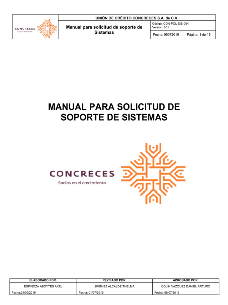 Manual para Solicitud de Soporte de Sistemas | PDF | Soporte técnico ...