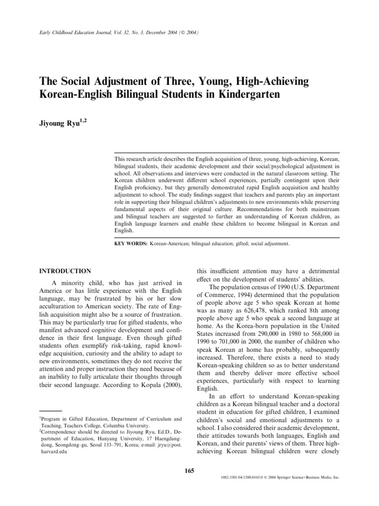 Social Adjustment of Bilingual Kids | PDF | Multilingualism | English ...