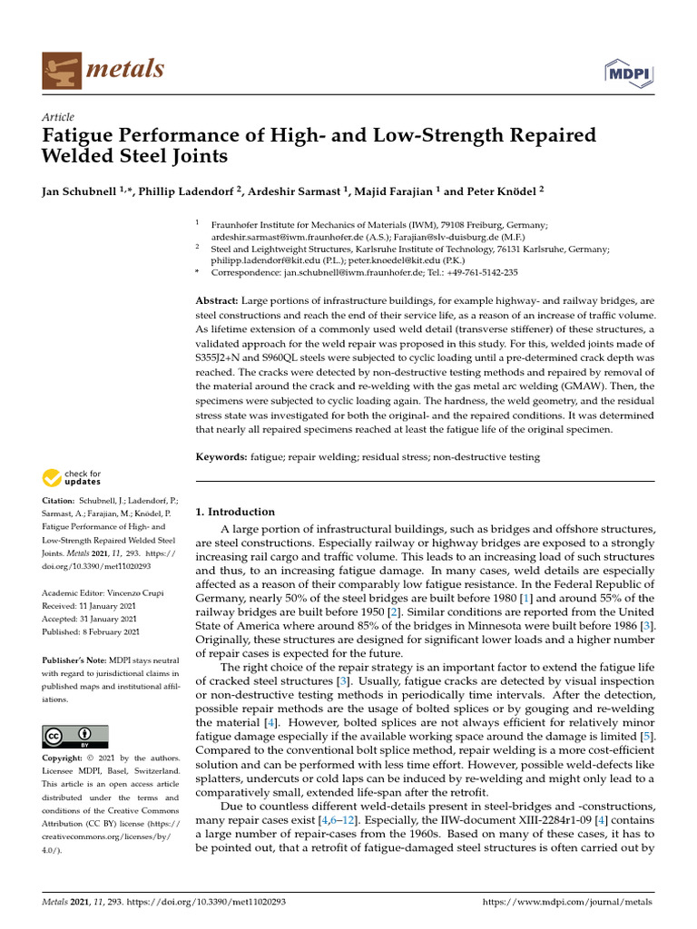 Fatigue in Repaired Welded Steel Joints | PDF | Welding | Construction