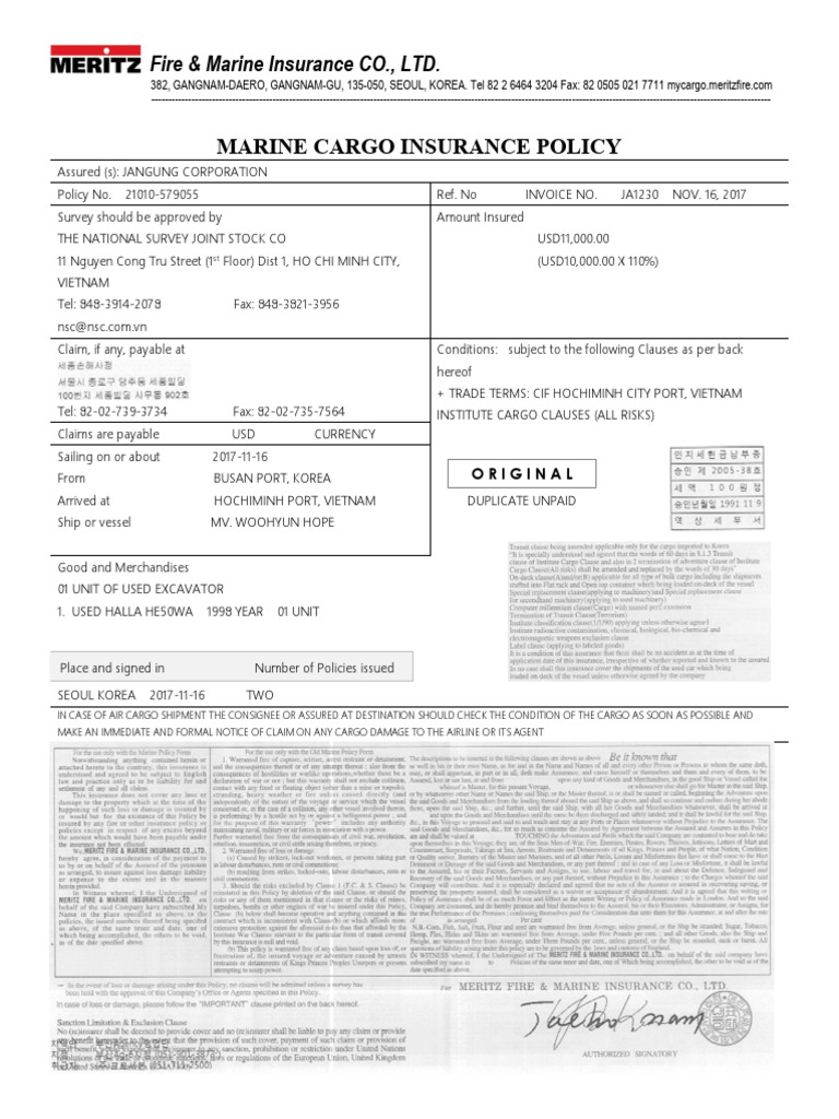 Marine Cargo Insurance Policy Details | PDF | Water Transport | Freight ...