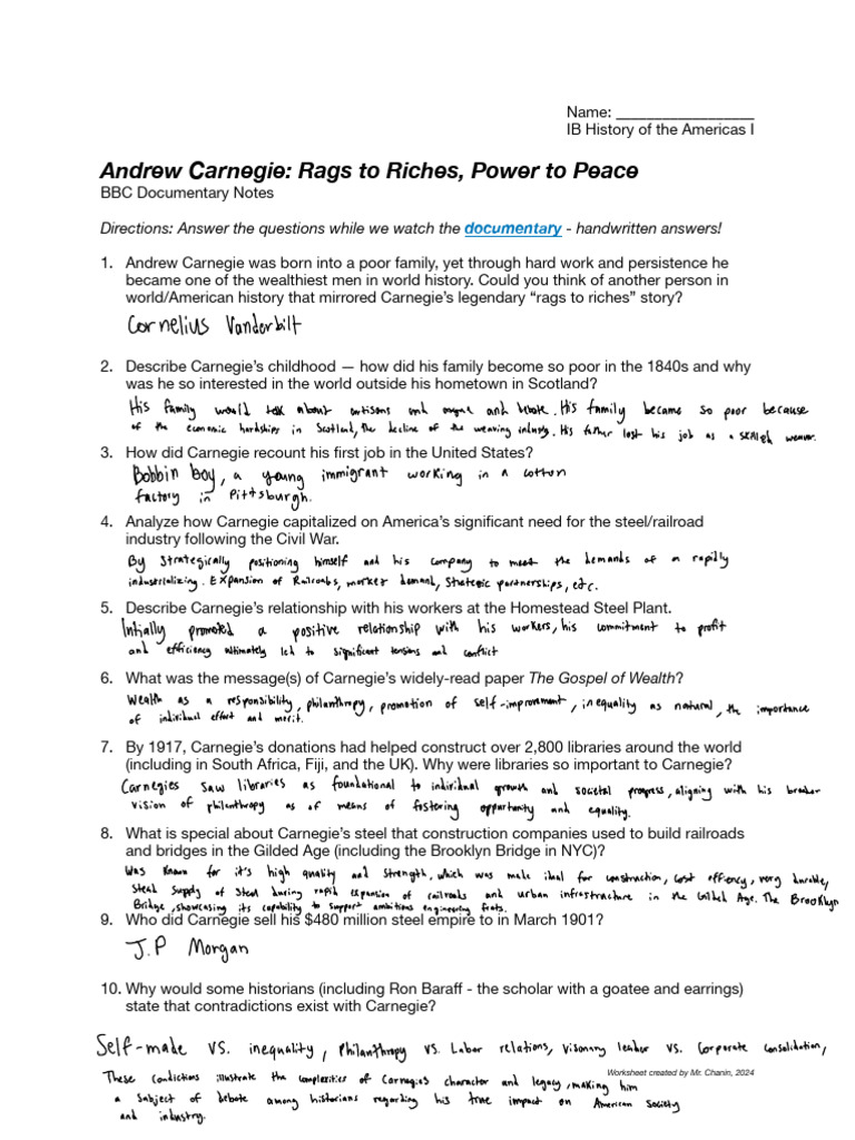 Andrew Carnegie Video Notes | PDF | Andrew Carnegie