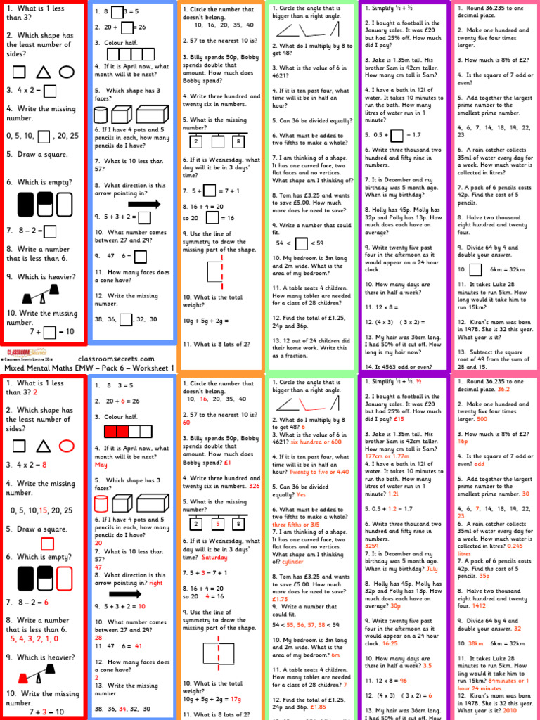 Grade 4 Mixed Math Questions | PDF | Arithmetic | Mathematics
