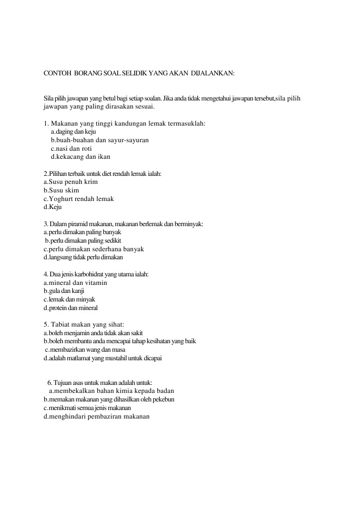 Survey Amalan Pemakanan Sihat Pelajar Ipta Pdf