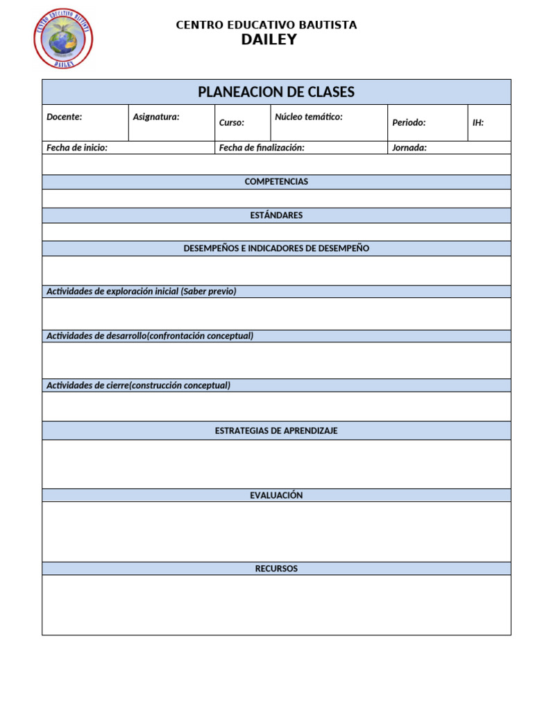 Formato Planedor de Clases | PDF