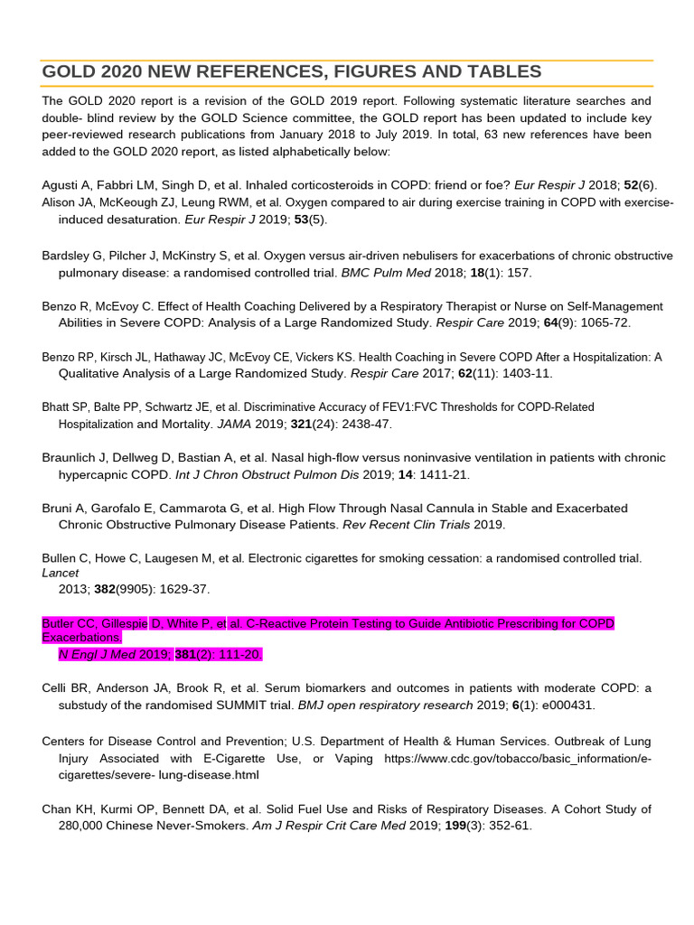 GOLD 2020 COPD Report Updates | PDF | Chronic Obstructive Pulmonary ...