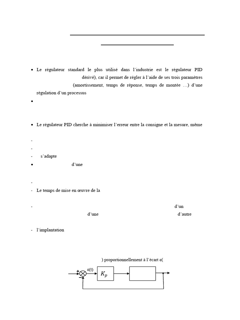 Régulateurs P, PI, PD, PID en Industrie | PDF | Théorie du contrôle ...