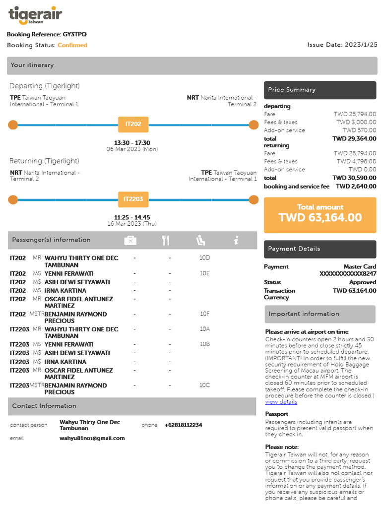 Round Trip Flight Ticket | PDF
