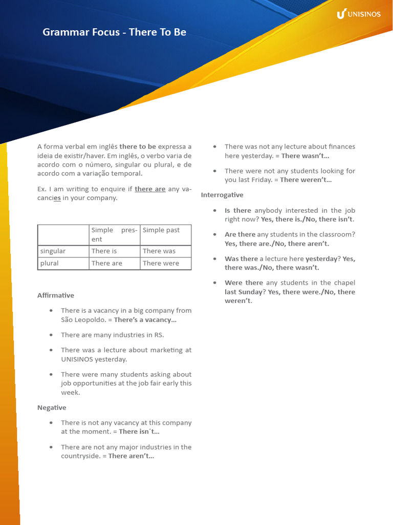 Grammar Focus - There To Be | PDF