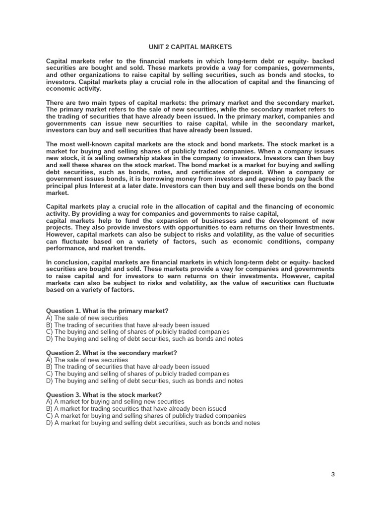 Capital Markets | PDF | Capital Market | Securities (Finance)