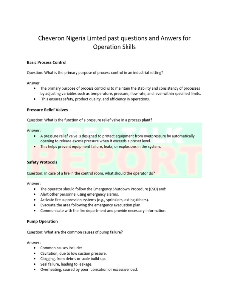 Chevron Operator Skills Assessment Guide | PDF | Flow Measurement | Pump