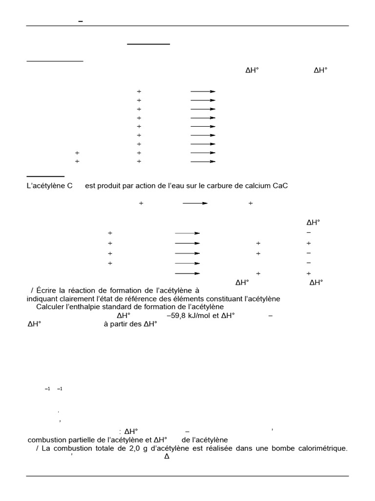 Combustion de l'acétylène en chimie | PDF | Enthalpie | Réactions chimiques