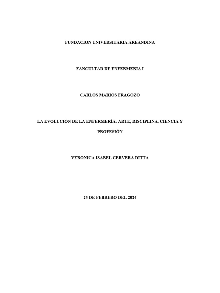 Evolución de la Enfermería: Arte y Ciencia | PDF | Enfermería