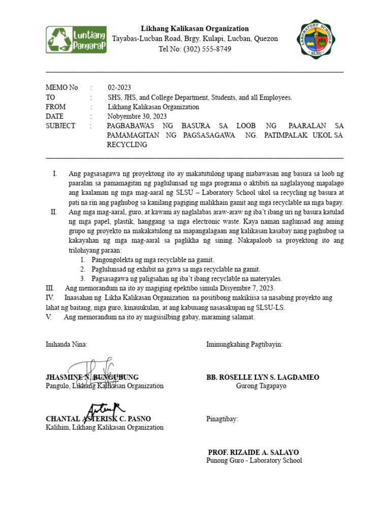 Memo Example | PDF