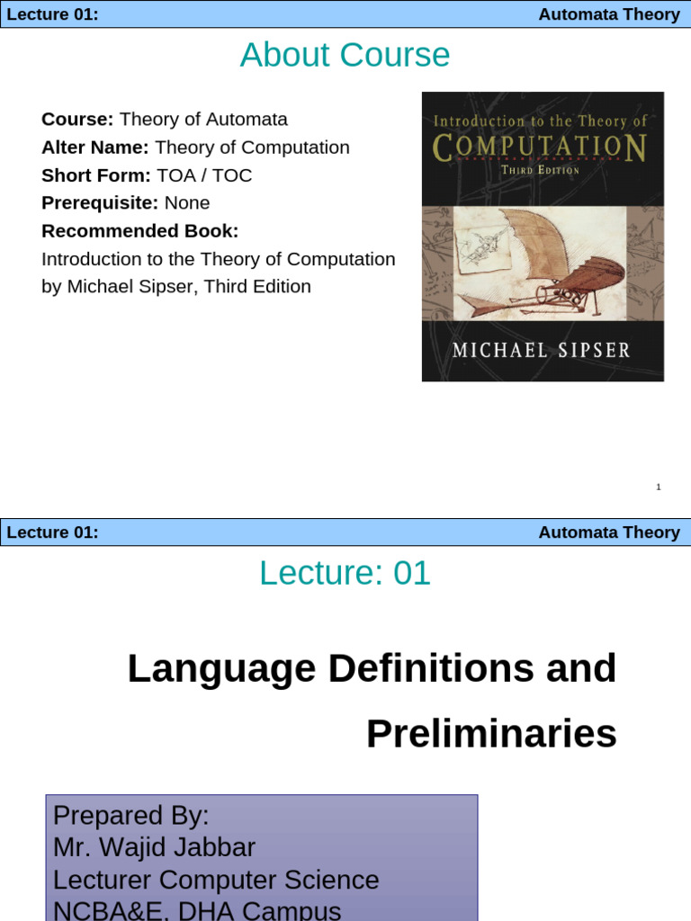 Language Definitions and Preliminaries | PDF | Automata Theory | String ...