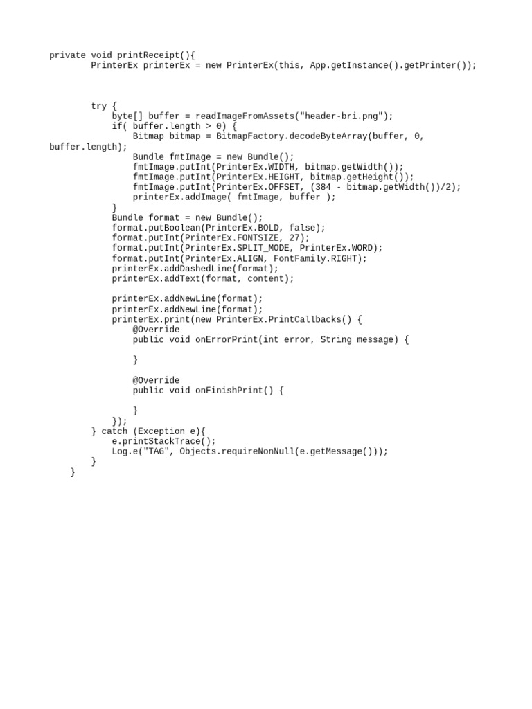Print Receipt Function Implementation | PDF