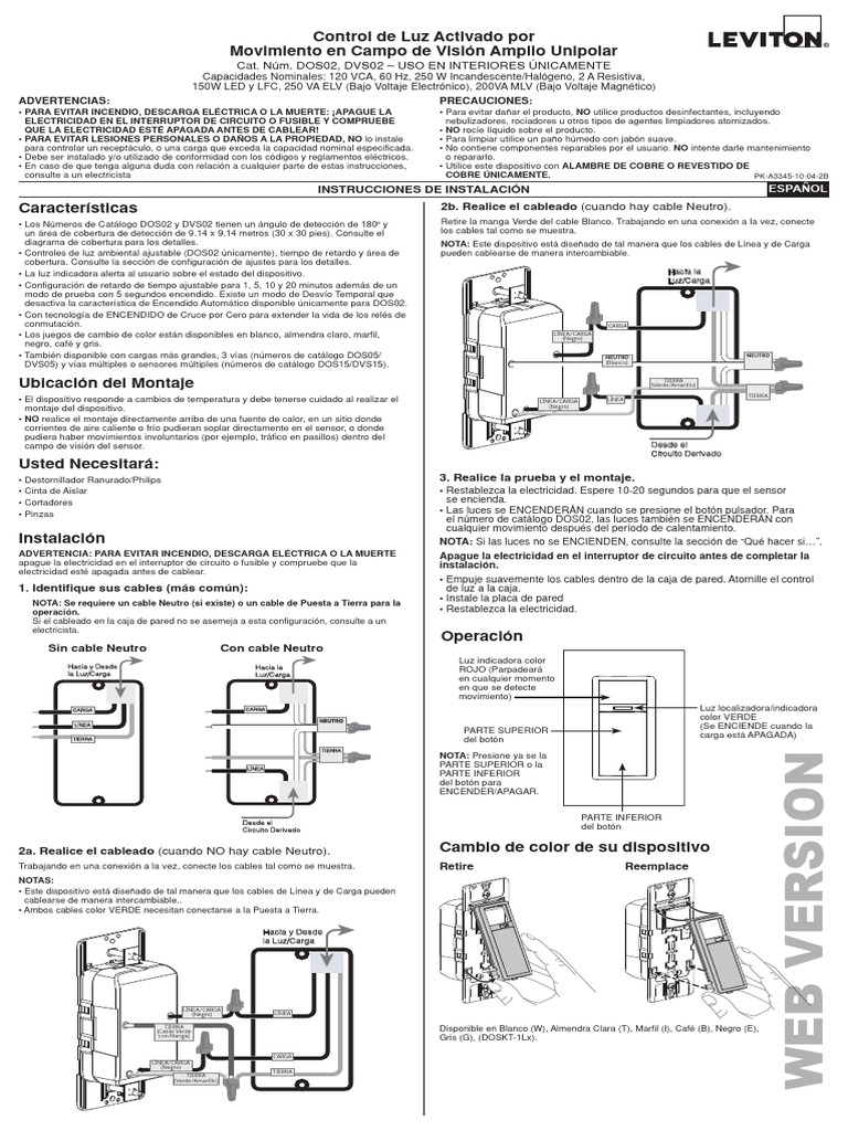 Levtion DOS02 DVS02 Instruction Sheet Spanish-2 | PDF | Cambiar ...