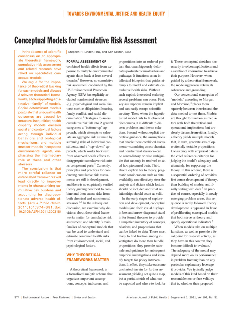Cumulative Risk Assessment Models | PDF | Health Equity | Risk