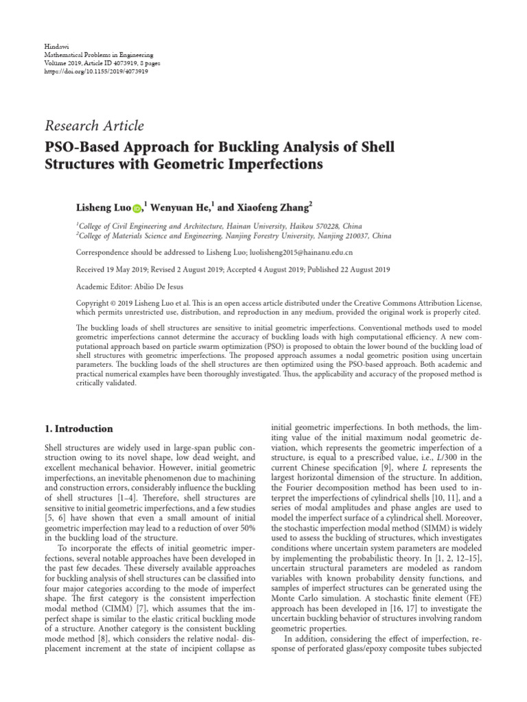 PSO Method for Shell Structure Buckling | PDF | Buckling