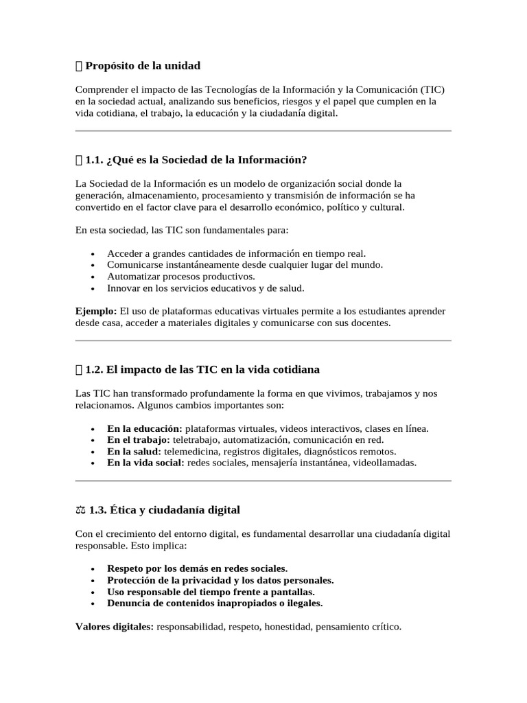 Clase 1 Tic 5to Sec | PDF | Tecnología de información y comunicaciones ...
