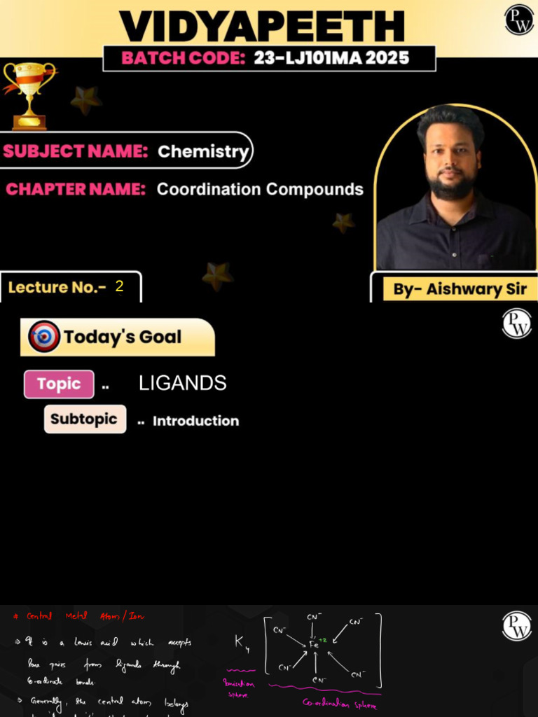 Coordination Compounds - 02 - Class Notes - 23-LJ101MA 2025 | PDF