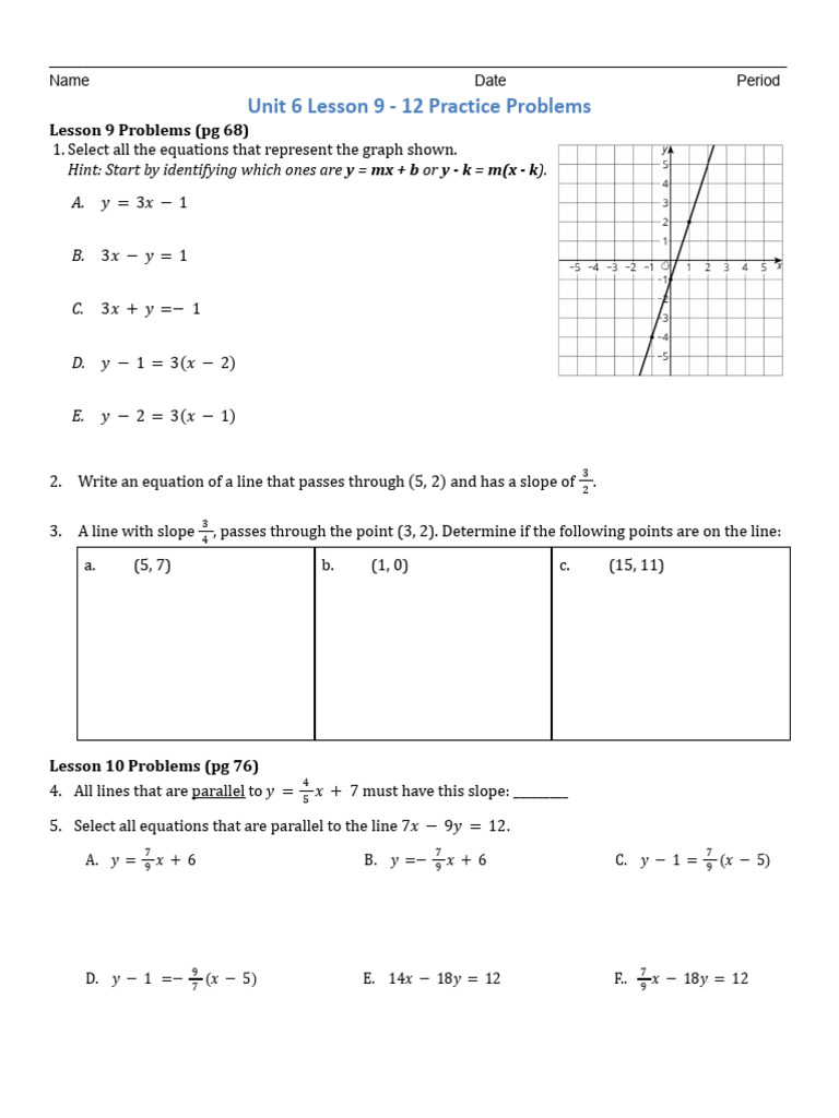 Unit+6+Lesson+9-12+Practice+Problems | PDF | Classical Geometry ...