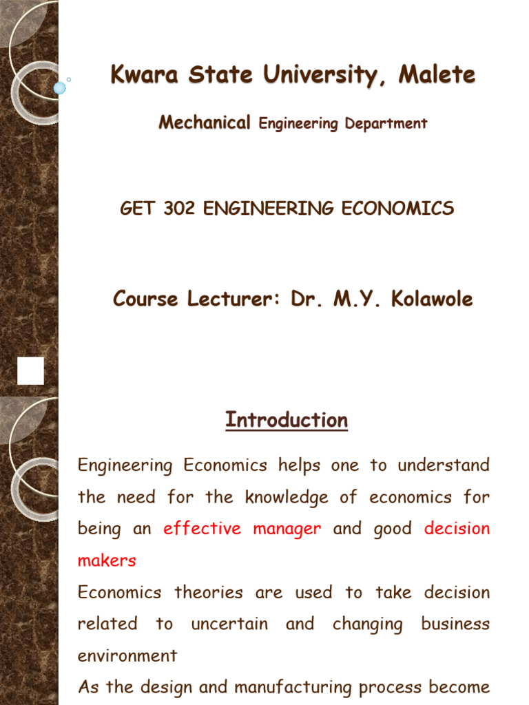 Introduction To Engineering Economics Pdf