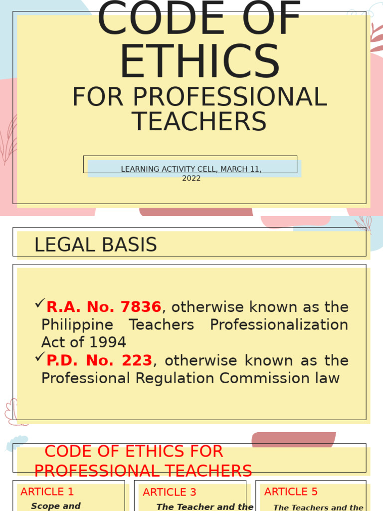 Code of Ethics for Professional Teachers | PDF | Planets | Teachers
