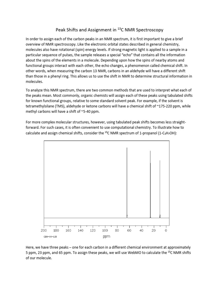 13C NMR Peak Assignment Guide | PDF | Nuclear Magnetic Resonance ...