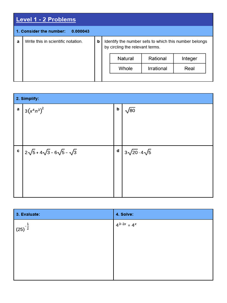 Scientific Notation and Simplification Problems | PDF