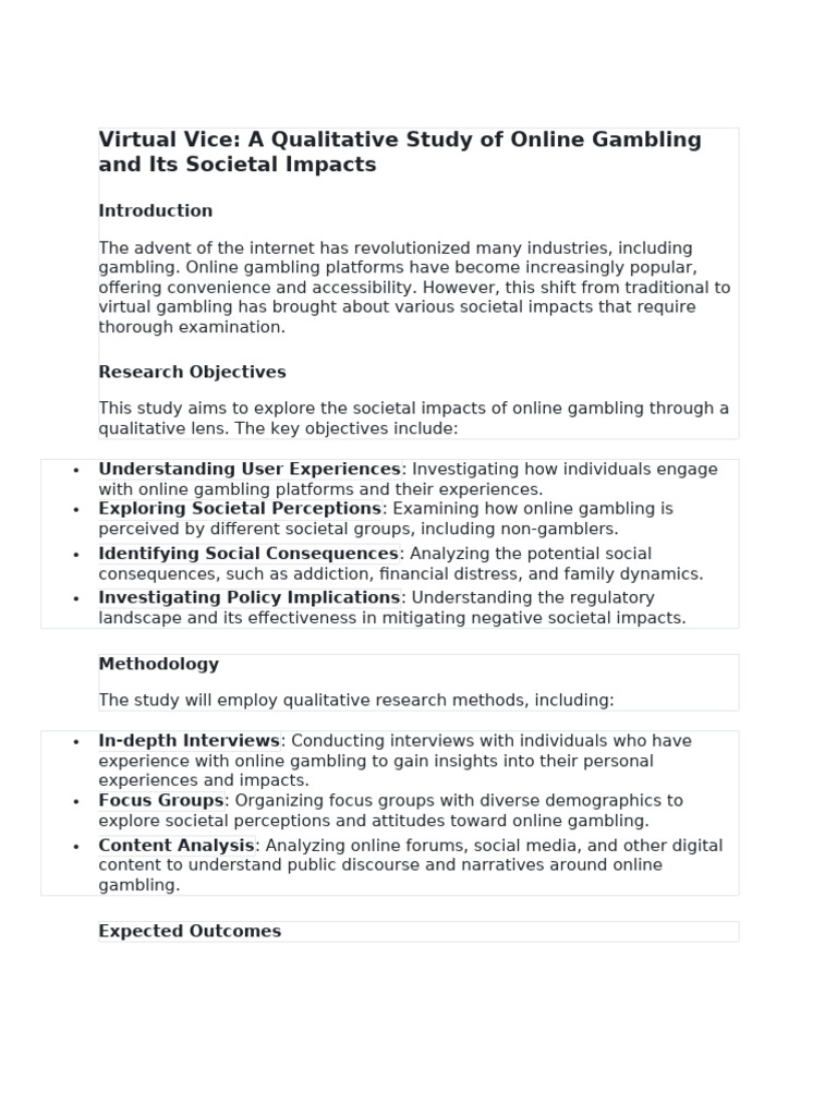 Societal Impacts of Online Gambling | PDF | Qualitative Research ...