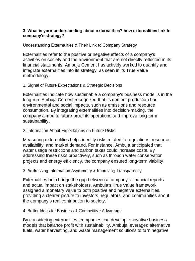 Understanding Externalities in Business Strategy | PDF | Externality ...