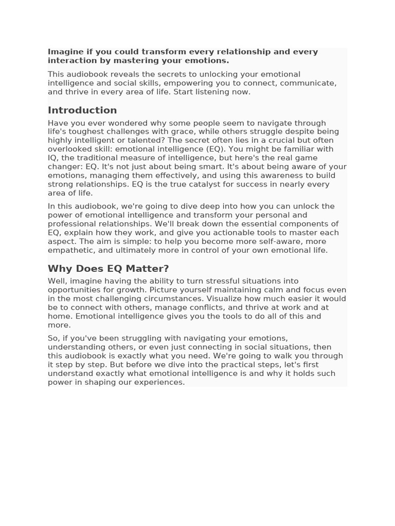 Mastering Emotional Intelligence Skills | PDF | Motivational | Motivation