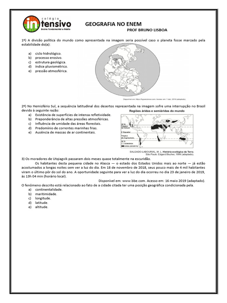 Questões de Geografia para o ENEM | PDF