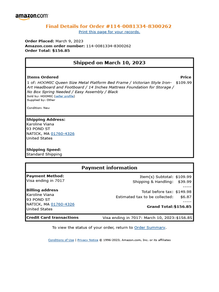 Order 114-0081334-8300262 | PDF