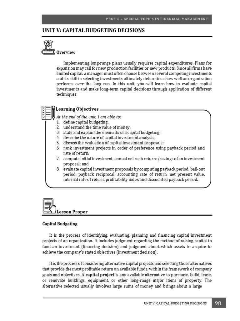 Capital Budgeting Decisions Explained | PDF | Net Present Value ...