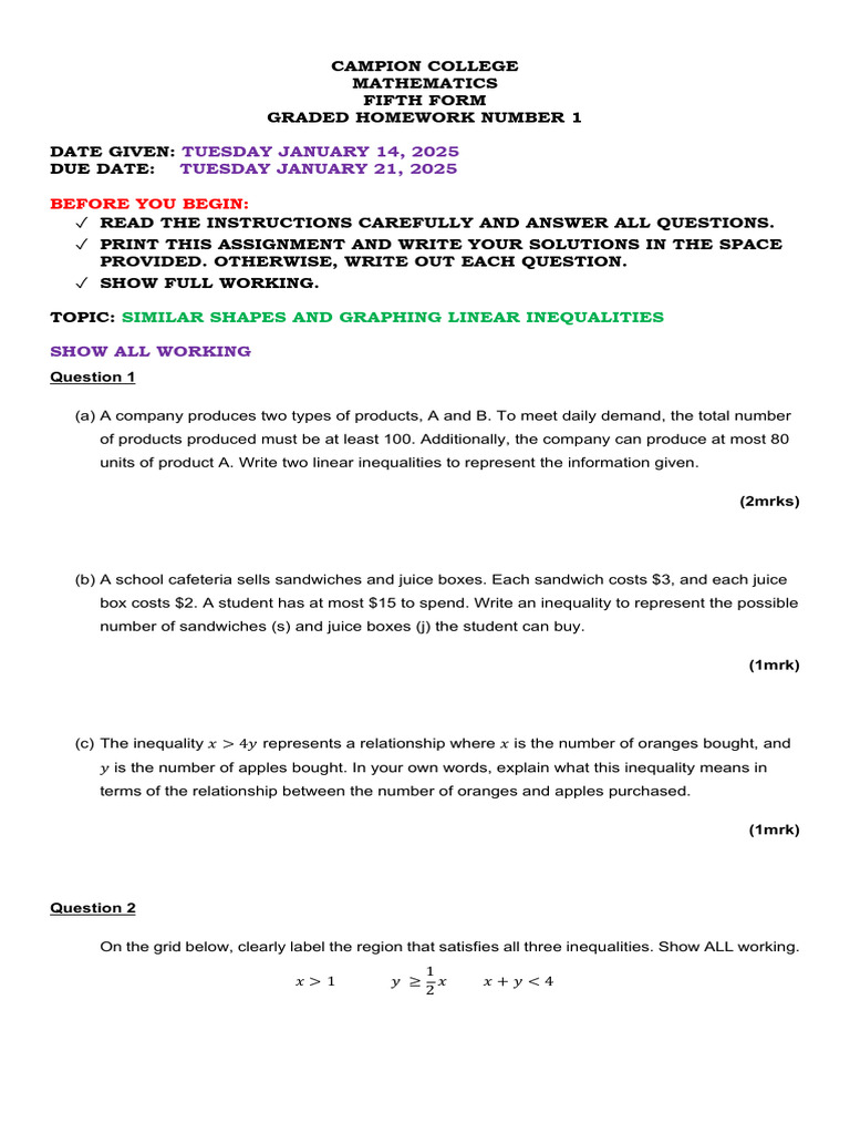 Homework+1+ +Similar+Shapes+and+Linear+Inequalities | PDF ...