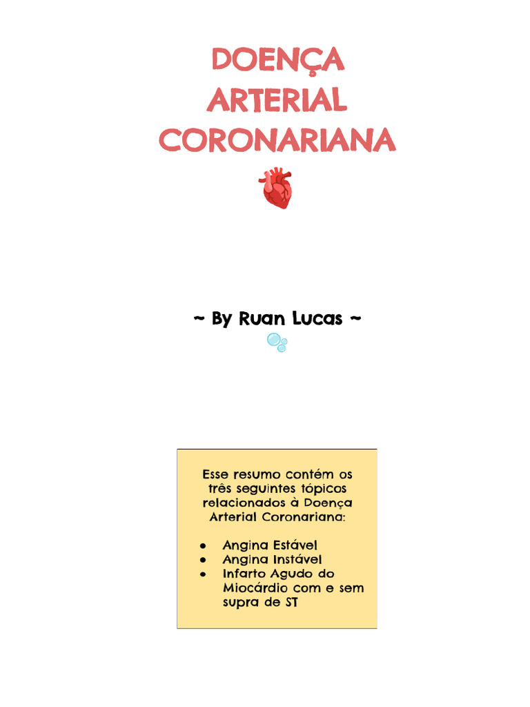 ? Doença Arterial Coronariana - Ruan Lucas.docx | PDF | Infarto do ...
