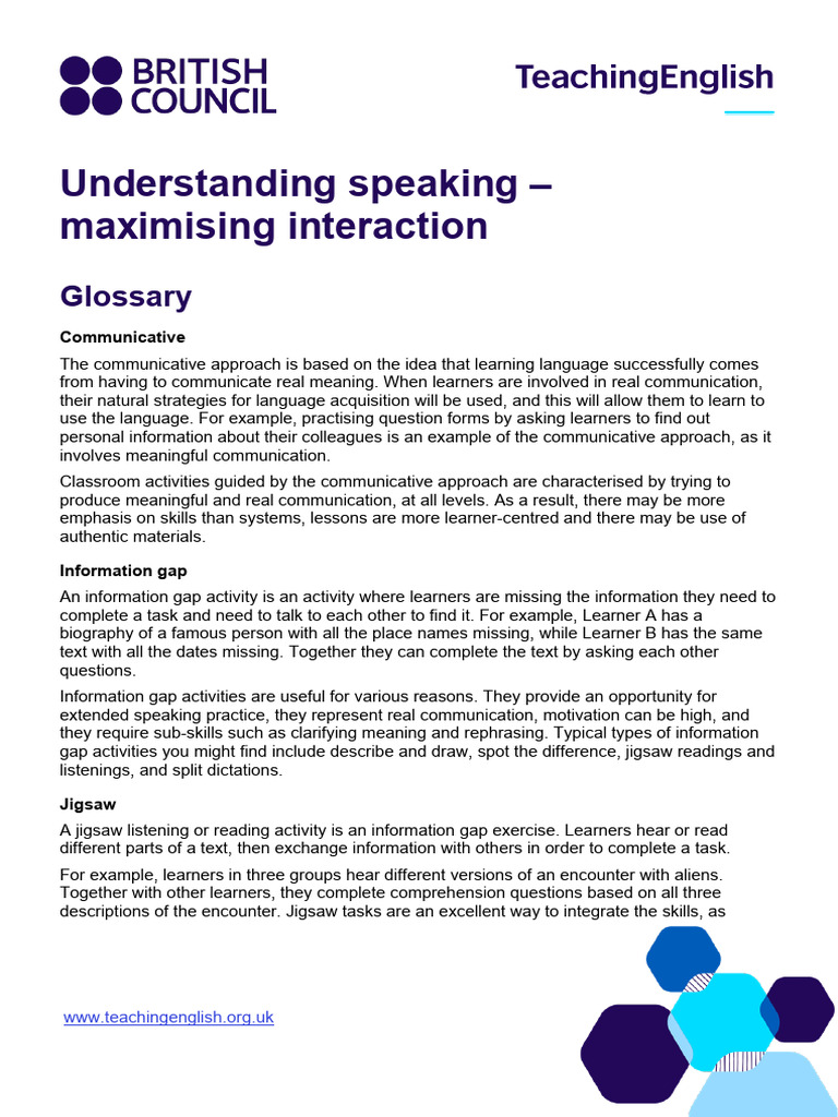 Maximizing Interaction in Speaking Activities | PDF | Learning ...