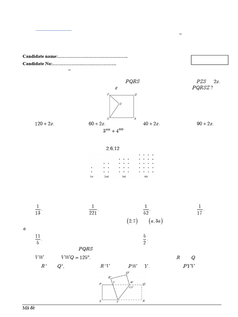 Grade 8 Math Competition Paper 2024 | PDF | Elementary Geometry ...