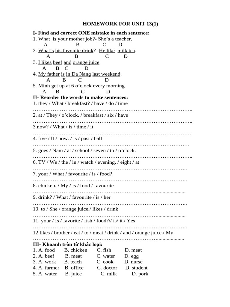 Homework For Unit 13 (1) - 2024 | PDF