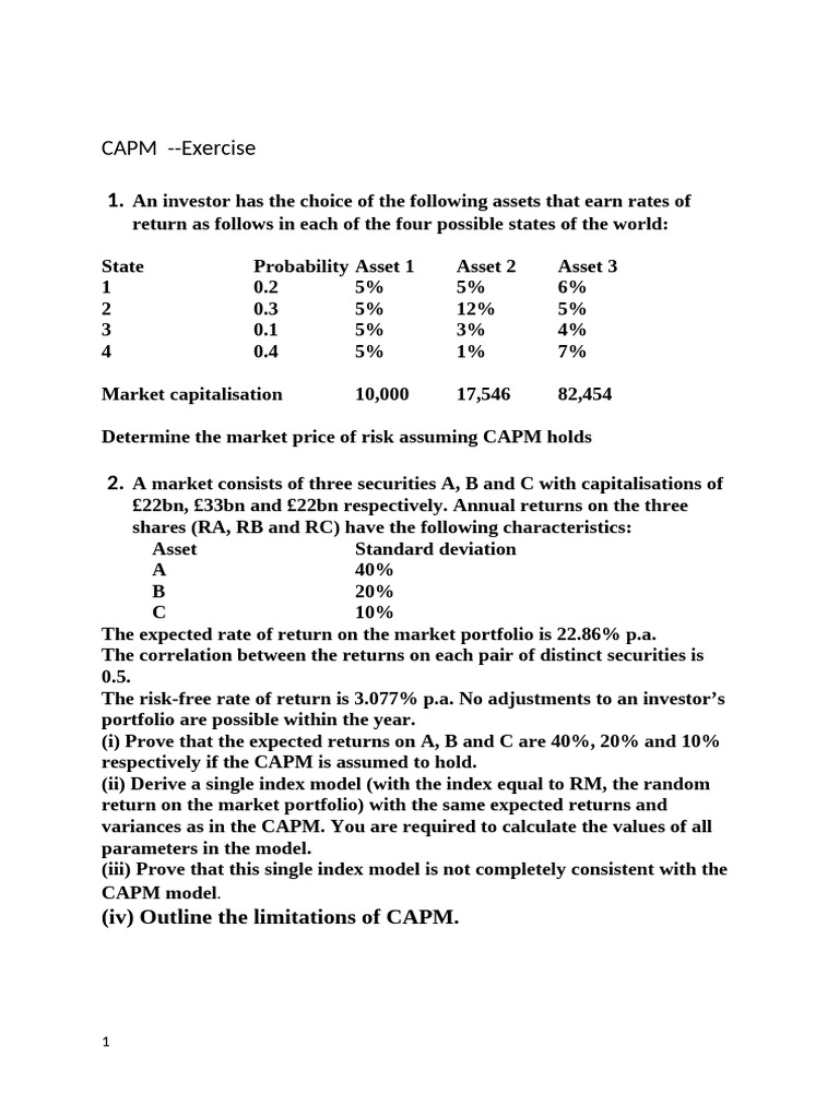 CAPM Analysis and Market Risk Assessment | PDF | Capital Asset Pricing ...