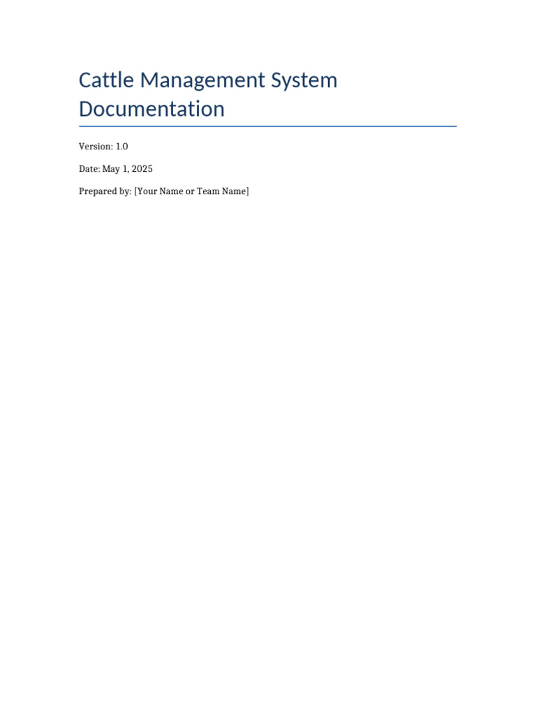 Cattle Management Documentation | PDF