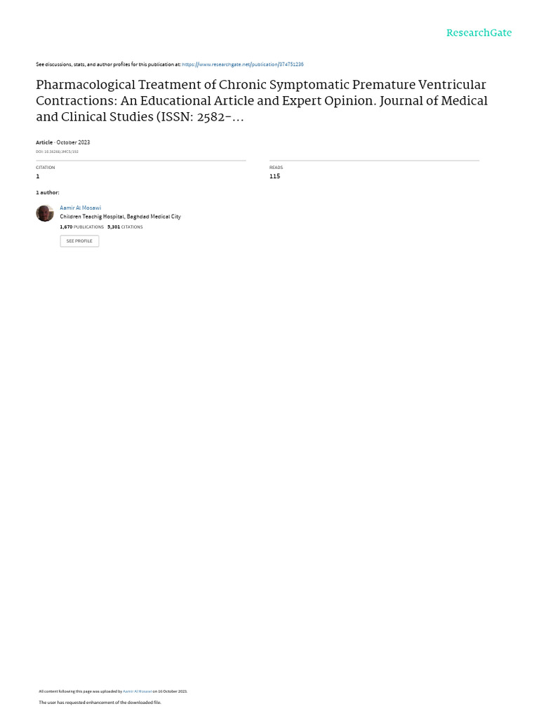 Chronic Symptomatic PVCs: Treatment Insights | PDF | Cardiac ...