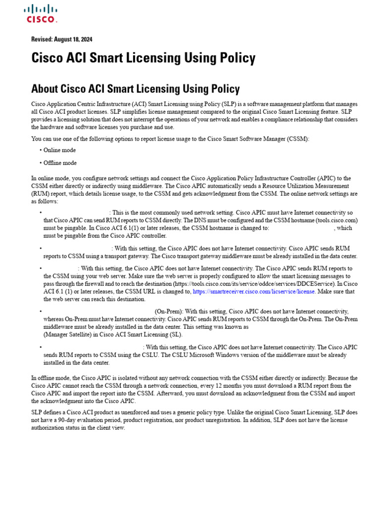 Cisco ACI Smart Licensing Overview | PDF | Proxy Server | Command Line ...