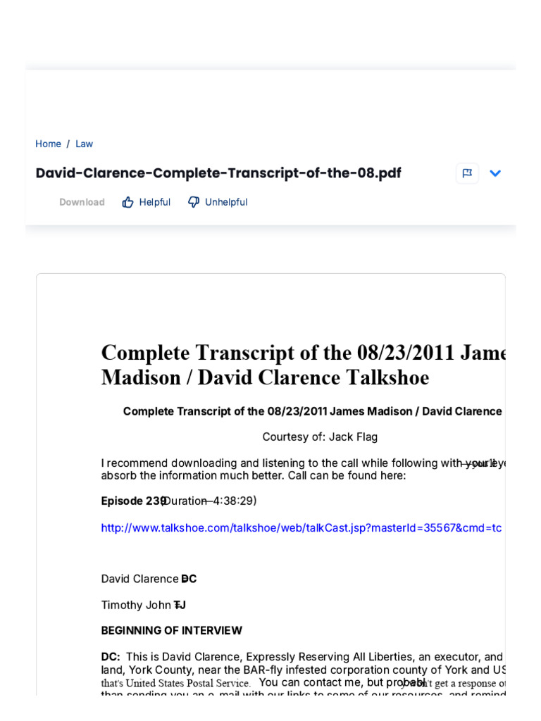 Transcript of 08/23/2011 Talkshow Call | PDF | Mail | Envelope