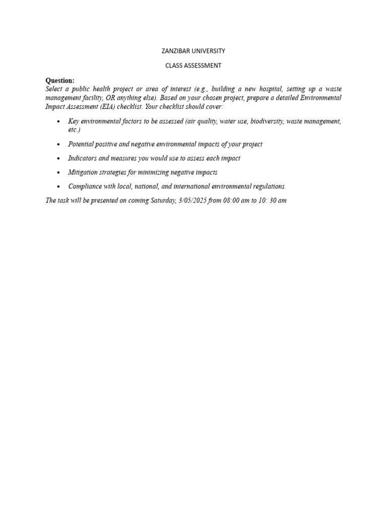 Environmental Impact Assessment Checklist | PDF