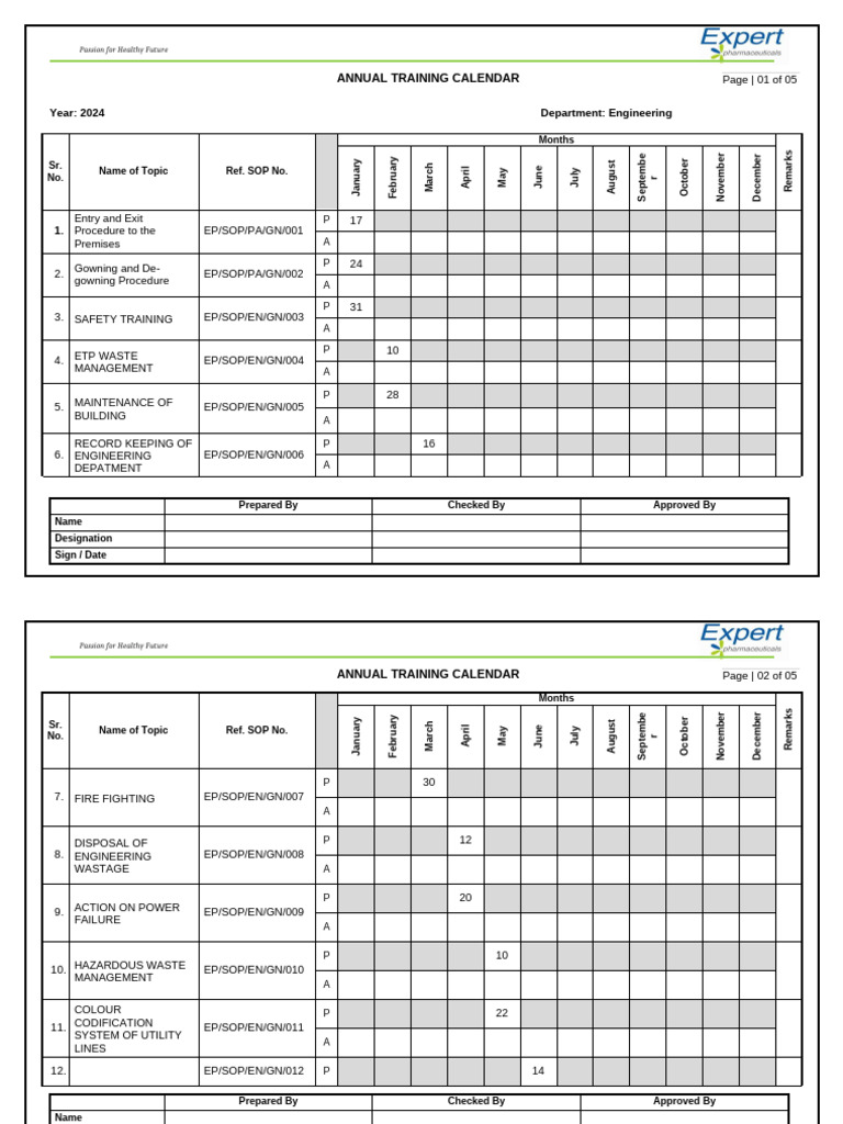 2024 Engineering Training Calendar | PDF